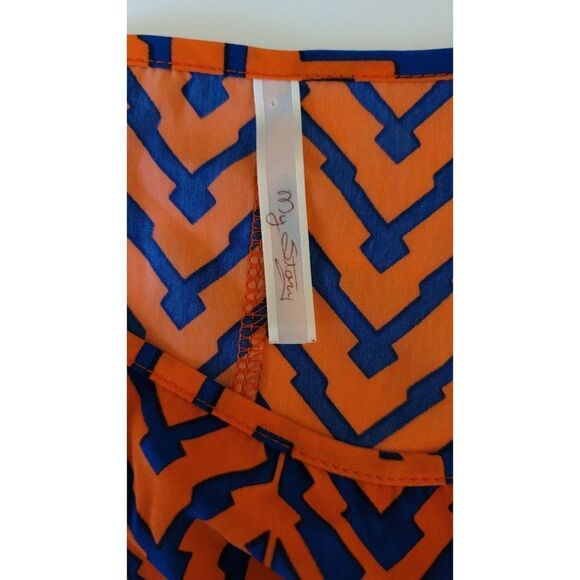 My Story Blue & Orange Shoulder Cut out Chevron Dress in Small - Picture 8 of 10